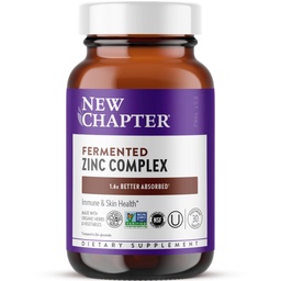 Nieuw Hoofdstuk Zink Supplement, Gefermenteerd Zink Complex, ONE Daily for Immune Support + Skin Health, Mineral-Balancing Formula Rijk aan koper, Gemakkelijk te slikken & Digest, 30 Tel (1 maand levering)