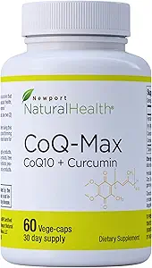 CoQ10 Max High Absorptie Supplement met Kurkuma Curcumine - 100 mg Capsules - Vegan - Heart Health, Energy, Mitochondria, Antioxidant met CavacurminTM, HydroQsorb® Co-enzym