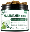 NATURE TARGET Multivitamine voor honden - met MSM & Glucosamine, Omega's 3 & 6, Probiotica voor de spijsvertering van gezondheid, gezamenlijke ondersteuning, huid & jas, immuunsysteem & algehele gezondheid 120 zachte kauwen
