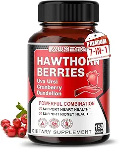 7 in 1 Ultra Hawthorn Berry met Uva Ursi Dandelion Cranberry Apple Cider Vinegar - Hart, Kinney Health Ondersteuning