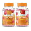 Lifeable Calcium with Vitamin D + Probiotic 2 Billion CFU, Gummies Bundle - Great Tasting, Vitamin Supplement, Gluten Free, GMO Free, Chewable