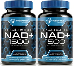 WELZIJN LABSRX NAD Supplement, 1500mg - Liposomal NAD+ Supplement met Resveratrol, NAD Plus Boosting - Ondersteuning Cellular Health, Uithoudingsvermogen en gezonde veroudering - Ultra Strength Capsules, USA Made - 2 Pack