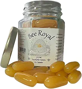 Bijen Royal - 500mg Verse Royal Jelly Capsules - 60 Capsules van 100% Verse Queen's Jelly NIET bevroren gedroogd Extract - Ondersteunt Immune System, Vruchtbaarheid, Energiebeheer, Vermindert vermoeidheid & vermoeidheid