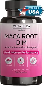 VINATURA MACA Root + DIM Capsules voor vrouwen prestaties - Hormone Balance, Menopauze Ondersteuning Vruchtbaarheid, Vrouwen Supplement, 60 Vegan Capsules