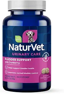 NaturVet – Bladder Support for Dogs – Plus Cranberry | Supports Healthy Bladder Control & Normal Urination | 60 Time Release Chewable Tablets
