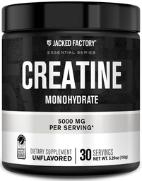 Jacked Factory Creatine Monohydraat Poeder 150g - 5g Daily Creatine Supplement voor mannen en vrouwen, Vegan-Friendly, Third-Party Getest - 30 porties, ongearomatiseerd