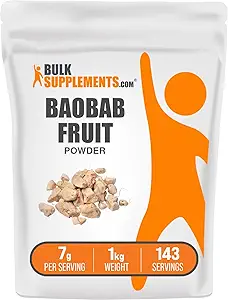 BulkSupplements.com Baobab Fruitpoeder - Baobab Supplement, Antioxidant Supplement - Glutenvrij, 7g per portie, 100g (3.5 oz) (pakket van 1)