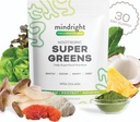 mindright Super Greens Powder - Ondersteunt dagelijkse wellness & mentale helderheid - Biologische groene poeder Superfood - Alkaliseren Biologische Superfood Greens Blend - 1 Tel - 30 Dagen Levering