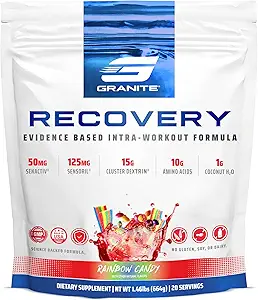Granite Nutrition Recovery - Premium Intra-Workout Drink met EAA's, Cluster Dextrin, Sensoril & Senactiv voor Athletic Performance en Lean Muscle Gains - Rainbow Candy Flavor (20 Servings)