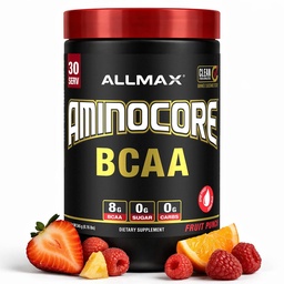 ALLMAX Nutrition AMINOCORE BCAA Powder, 8,18 Gram van Aminozuren, Intra en Post Workout Herstel Drank, Glutenvrij, Fruit Punch, 315 g