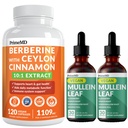 21-in-1 Berberinesupplement met Ceylon Cinnamon Chroom, Bitter Melon en Green Tea Extract (120 ct) & 5-in-1 Mullein Drops for Longs and Respiratory Lung Health & Bronchial Support (60 Servings)