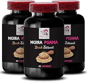 Energiebron - Muira PUAMA BARK Extract - Balanced Boost Blend, Adventure Ready, Natural Energy, Herbal Power, Performance Surge, Energizing Source, Daily Lift 3 flessen 180 Capsules
