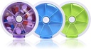 Pillen Organisator Weekly 3PCS, INFODA Pill Case 7 Dag 3 Times Medicine Pillen Dispenser,Push Button Draai Pillen Planner met 7 Compartiments (3 Groep)
