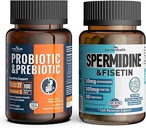 Probiotica & Spermidine Supplement - 100B CFU, 27 strains, 20mg Spermidine, 300mg Fisetine voor Gut Health, Cell Revival & Longevity