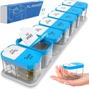 Extra Large Weekly Pillen Organisator - XL Daily Pillen Box - 7 Dagen Am Pm Pillen Case Jumbo Pillen Container voor Supplementen Grote Pillenhouder Twee keer Een Dag Oversized (Blauw/Wit)