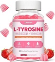 L Tyrosine Gummies, L-Tyrosine Supplement Gummies, L-Theanine Gummies met vitamine B6 D3, Focus Gummies Ondersteuning Hersenen, Geheugen, Energie, Mood voor volwassenen & kinderen, Aardbei smaak, 60 Tellen
