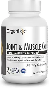 Organix Joint & Muscle Care Organic Turmeric Supplement, 3-in-1 Frankincense, Kurkuma en Myrrh Joint Health & Joint Support Supplement Body Care Capsules, ondersteunt zwelling, spanning, 60 capsules