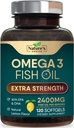 Omega 3 Fish Oil Supplement 2400 mg - Triple Strength EPA & DHA Fish Oil Omega 3, essentiële vetzuren supplement Softgels, hersenen & hart gezondheid ondersteunende supplementen, glutenvrije non-GMO, 120 Softgels