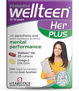 Vitabiotica Wellteen Haar Plus Omega-3 - Geavanceerde voedingsondersteuning voor tieners en jonge vrouwen leeftijden 13-19 - 56 tabletten en capsules