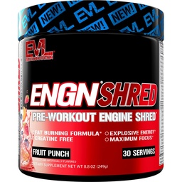 EVL Ultimate Pre Workout Powder - Thermogenic Fat Burn Support Preworkout Powder Drink voor duurzame energie Focus en uithoudingsvermogen - ENGN Shred Intense Create Free Preworkout Drink Mix - Fruit Punch