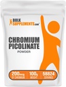 BulkSupplements.com Chroom Picolinaat 200mcg Poeder - Minerale supplementen - Gluten & Gistvrij, 200mcg Chroom per Serving, 100g (3,5 oz) (Pack of 1)