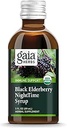 Gaia Kruiden Zwarte Vlierbes, Nachtelijke Siroop - Immuun Ondersteuning Supplement - met biologische Zwarte Vlierbessen, Californië Poppy & Citroen Balm voor Rustige Slaap & Immuun Verdediging - 3 Fl Oz (18-dagen aanbod)