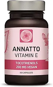 Annatto Tocotrienolen Vegan Vitamin E Supplement, Tocoferolvrij, Eannatto Capsules zonder PAK's en contaminanten - Verbeterd van Deltagold - 200mg - Non-GMO & Antioxidant (30)