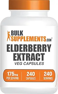 BulkSupplements.com Vlierbessencapsules - Sambucus Vlierbessensupplementen, voor Immune Support - Vegan, 1 capsule per portie, 240 Veg Capsules (verpakking van 1)