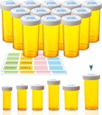 3.75oz Lege pil flessen met Child-Resistant Caps, 12 Pack - grote capaciteit, Vocht-Proof, BPA-Free, met 32 Easy-Peel etiketten voor het organiseren van pillen, vitaminen, supplementen, kralen, en meer