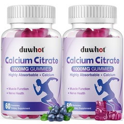 Calcium citraat Gummies, Kauwbare Calcium citraat 1000mg voor bot, spier & Immune Ondersteuning, Ultimate Absorptie Calcium Supplementen voor vrouwen & mannen, Blueberry,120 Kauwen