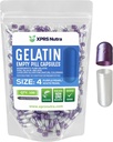 XPRS Nutra Size 4 Empty Capsules - 100 Count Small Empty Gelatin Capsules - Pills DIY Capsule Filling - Fillable Pure Bovine Pill Gel Caps for Do-It-Yourself Supplements (Pearl Purple/White)