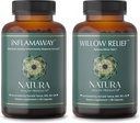 Natura Health Products InflamAway and Willow Relief Supplement Bundle - Modulate a Healthy Inflammatory Response - Enhances Muscle Relaxation