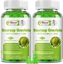 2 Pack Soursop Graviola Gummies Supplement, Original Sousop bladeren Extract met vitamine C & Zink voor vrouwen & mannen, Multivitamine Sousop Fruit Supplement voor Immuniteit & Antioxidant & Energie