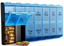 Extra grote pil Organizer 2 keer per dag, Weekly XL AM Pill Case, 7 dagen pil Box Twee keer per dag, Oversized Daily Medicine Organizer voor Vitaminen (Blauw)