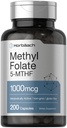 Horbäach Methyl Folate Supplement | 1000 mcg | 200 Capsules | 5-MTHF