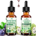 2 Pack Soursop Bitters Liquid Organic Soursop Extract Multivitamine Drops w. Sea Moss, Grape Seed, Vlierbessen, Ongeraffineerde Soursop Olie voor de huid, Immune Boost, Digestiehulp