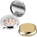 2Pcs pil Box kleine pillen geval voor portemonnee of zak, draagbare schattige pil Container metalen pil Box Decoratieve geneeskunde, vitamine, visolie en supplementen houder Organisator (Zilver&Gold)