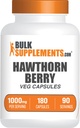 BulkSupplements.com Hawthorn Berry Capsules - Kruidensupplement, Hawthorn Berry Extract 1000mg - Glutenvrij, 2 Capsules per portie, 180 Tellen (Pack of 1)
