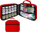 Grote gewatteerde pil Flessen Organisator, Medicine Bag, Case, Vervoerder voor Medicijnen, Vitaminen, en Medical Supplies met Vaste Pockets - voor thuis opslag en reizen - Rood (Zonder slot)