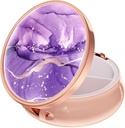 Rouidr Pill Box, 3 Compartiment Medicine Pill Case, Small Metal Travel Medicine Box for Purse & Pocket, Rose Gold, Purple Marble