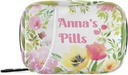 Aangepaste pil Box 7 Dag pil Case Bag Waterverf Floral Gepersonaliseerde naam Reis pil Organizer Bag met rits draagbare week Case Compacte grootte voor vitamine supplement houder