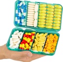 Yaklim Magnetic Travel Pill Organizer, 7 Compartments Portable Pill Box, Large Vitamin Organizer met labels, Daily Pill Case Medicine Organizer, Big Supplement Organizer Magnet Pill Container Groen