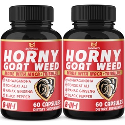 BMVINVOL (2 verpakkingen) Geile geitenkruid Capsules met Maca, Tribulus, Ginseng. Ashwagandha,Tongkat Ali - 8-in-1 voor ondersteuning van energieniveaus