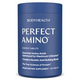 BodyHealth PerfectAmino (150 ct) Makkelijk door te slikken tabletten, essentiële Aminozuren Supplement met BCAA's, Vegan Protein voor Pre/Post Workout & Muscle Recovery met Lysine, Tryptofaan, Leucine, Methionine