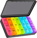 Grote pil Organizer 3 keer per dag, Weekly pil Box 7 dag met zwarte buitenste geval voor privacy bescherming en licht bewijs, gebruiksvriendelijk en draagbare pils geval voor vitaminen, visolie, supplementen
