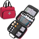 CURMIO Pill Fles Organizer Portable Medicine Bag, Lockable Prescription Fles opslag voor pil flessen, vitamines, medische supplementen voor thuis opslag en reizen, rood (Leeg medicijn zak)