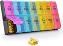 GREENCYCLE Extra Large Weekly Pillen Organizer 2 keer per dag, 7 dagen pil Box AM PM Geneeskunde Planner Dispenser Case met XXL Compartiment Home Pillen Container voor Vitaminen Visolie Supplementen (Rainbow)