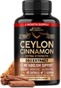 Ceylon Cinnamon Capsules - Extra sterkte - Energie Hart en stofwisseling Ondersteuning voor mannen en vrouwen - Pure natuurlijke kaneel 20:1 Extract supplement - GGO & Glutenvrij - Made in USA - 60 capsules 2 maand