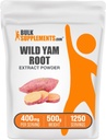 BulkSupplements.com Wild Yam Extract Powder - from Root, Herbal Supplement, Wild Yam Supplement - Glutenvrij, 400mg per Serving, 500g (1.1 lbs) (Pack of 1)