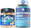 Suikervrije luteïne 20mg Zeaxanthine Oogvitaminen Gevulde Gummies met EPA 190mg & DHA 80mg + Multivitamine met Glucosamine Chondroitin MSM voor Immune Support, Mannen & Women - (pakket van 2)
